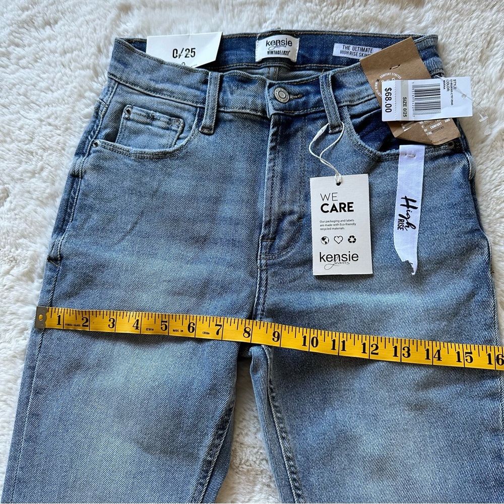 Kensie High Rise Skinny Jeans Vintage Luxe Raw Hem Stretch Blue Women Size 0 - Picture 8 of 8